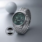 Titan 90179SM01 Classique Micromotors watch with green dial and silver stainless steel strap, main product image
