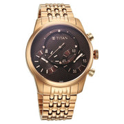 Titan 90179WM01 Classique Micromotors watch with brown dial and rose gold stainless steel strap, additional official product gallery view
