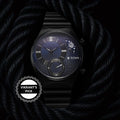 Titan 90181NM01 Classique Micromotors Quartz Analog Watch with Date and Sun-Moon Sub-Dial, Blue Dial and Black Stainless Steel Strap for Men 43mm