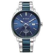 Titan 90189KM01 blue dial watch with two toned stainless steel strap — official gallery image 2