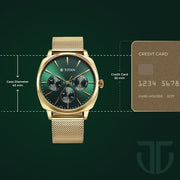 Titan 90189YM01 Classique Suave watch with green dial and golden stainless steel mesh strap, additional official product gallery view