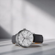 Titan 90200SL01 Light Leathers watch with silver dial and grey leather strap, main product image