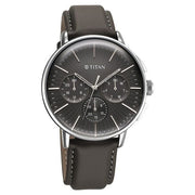 Titan 90200SL02 Light Leathers watch with anthracite dial and grey leather strap, alternate product view showing the case and strap