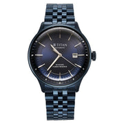 Titan 90201QM01 blue dial watch with blue stainless steel strap — official gallery image 2