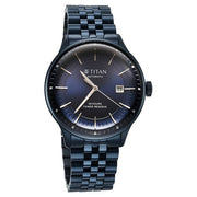 Titan 90201QM01 blue dial watch with blue stainless steel strap — official gallery image 3
