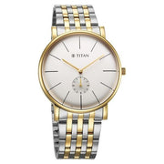 Titan 90203BM01 Elegance watch with white dial and two toned stainless steel strap, additional official product gallery view