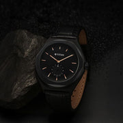 Titan 90210NL01 Classique Contour watch with black dial and black leather strap, main product image
