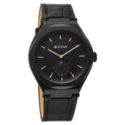 Titan 90210NL01 Classique Contour watch with black dial and black leather strap, additional official product gallery view