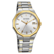 Titan 90212BM01 Regalia Dodecagon watch with silver dial and two toned stainless steel strap, additional official product gallery view