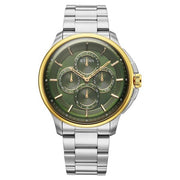 Titan 90217BM02 green dial watch with silver stainless steel strap — official gallery image 1