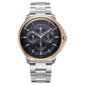 Titan 90217KM04 Classique Four Eye Multifunction Quartz Analog Watch with Blue Dial and Silver Stainless Steel Strap for Men 42mm
