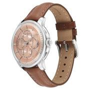 Titan 90217SL01 salmon dial watch with brown leather strap — official gallery image 3
