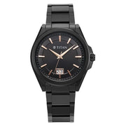 Titan 90219NM01 black dial watch with black stainless steel strap — official gallery image 2