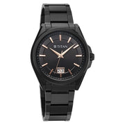 Titan 90219NM01 black dial watch with black stainless steel strap — official gallery image 3