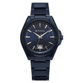 Titan 90219QM04 Classique Big Date Quartz Analog Watch with Blue Dial and Blue Stainless Steel Strap for Men 40mm