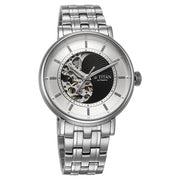 Titan 90222SM01 Ying Yang watch with silver and black dial and silver and rose gold strap, additional product view