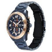 Titan 90253KM02 blue dial watch with blue strap, alternate view of the watch and bracelet
