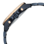 Titan 90253KM02 blue dial watch with blue strap, side view showing the case profile and strap