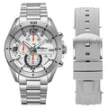 Titan 90253SM01 Octane Velocity Quartz Chronograph Analog Watch with Silver Dial and Silver Stainless Steel Strap for Men 44mm