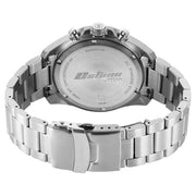 Titan 90253SM01 silver dial watch with silver strap, case-back and clasp view