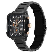 Titan 90254KM01 black dial watch with black strap, alternate view of the watch and bracelet