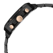 Titan 90254KM01 black dial watch with black strap, side view showing the case profile and strap
