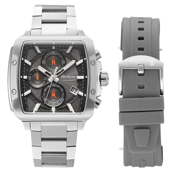 Titan 90254SM01 Octane Velocity Quartz Chronograph Analog Watch with Black Dial and Silver Stainless Steel Strap for Men 43mm