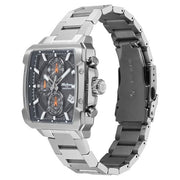 Titan 90254SM01 black dial watch with silver strap, alternate view of the watch and bracelet