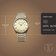 Titan 90257QM03 champagne dial watch with brown strap, product size and case-dimensions image