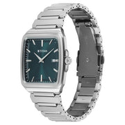 Titan 90260SM02 green dial watch with silver strap, alternate view of the watch and bracelet