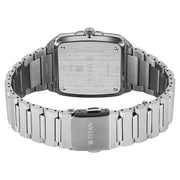 Titan 90260SM02 green dial watch with silver strap, case-back and clasp view