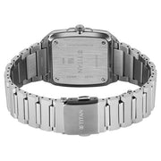 Titan 90260SM03 salmon pink dial watch with silver strap, case-back and clasp view