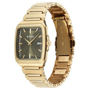 Titan 90260YM01 green dial watch with gold strap, alternate view of the watch and bracelet
