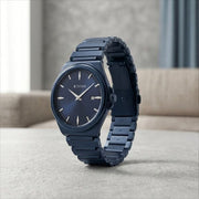 Titan 90261QM01 blue dial watch with blue strap, main product view showing the watch design