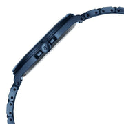 Titan 90261QM01 blue dial watch with blue strap, side view showing the case profile and strap