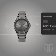 Titan 90261QM02 grey dial watch with grey strap, product size and case-dimensions image