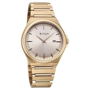 Titan 90261WM01 rose gold dial watch with rose gold strap, alternate product view showing the case and strap