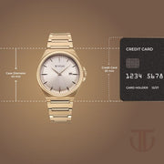 Titan 90261WM01 rose gold dial watch with rose gold strap, product size and case-dimensions image