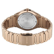 Titan 90261WM01 rose gold dial watch with rose gold strap, case-back and clasp view