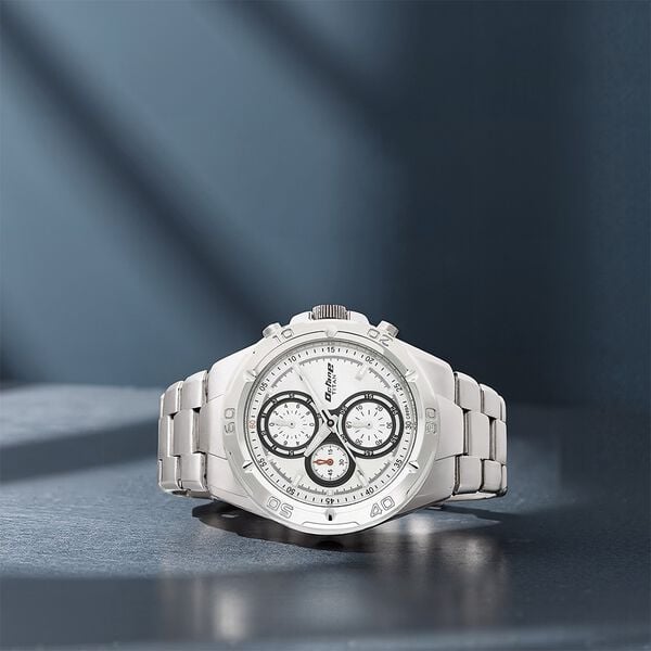 Titan 9308BM01 Quartz Chronograph Watch with White Dial and Multicoloured Metal Strap for Men 42.2mm