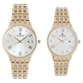 Titan 9400194201WM01 Bandhan Quartz Analog with Date Watch Set and Silver and Rose Gold Stainless Steel Strap Set for Couples
