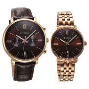 Titan 9400794207WZ02 Bandhan couple watch set with brown dial, alternate product view