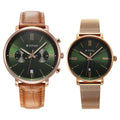 Titan 9400794207WZ03P Bandhan Quartz Analog with Date Watch with Green Dial and Tan Leather and Golden Mesh Straps for Couples