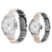 Titan 9401094210KM01 Bandhan couple watch with white dial and two toned strap, official product view 3