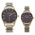 Titan 9401394213KD02 Modern Bandhan Quartz Analog Watch Set with Grey Dials and Two-Tone Ceramic and Stainless Steel Straps for Couples 42mm and 34mm