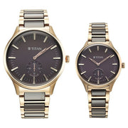 Titan 9401394213KD02 Modern Bandhan watch, primary product view with Grey dial and two-tone ceramic and stainless steel strap