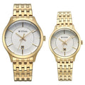 Titan 9401494214YM01 Modern Bandhan Quartz Analog Watch Set with White Dials and Yellow Gold Stainless Steel Straps for Couples 40mm and 32mm