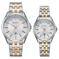 Titan 9401594215KM01 Modern Bandhan Analog Watch Set with White Dial and Dual-Tone Rose Gold Stainless Steel Straps for Couples