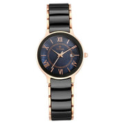 Titan 95016WD01 Purple watch with black dial and two toned strap, official product view 2