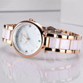 Titan 95061WD04 Purple Ceramics Quartz Analog Watch with White Dial and Two-Tone Ceramic Strap for Women